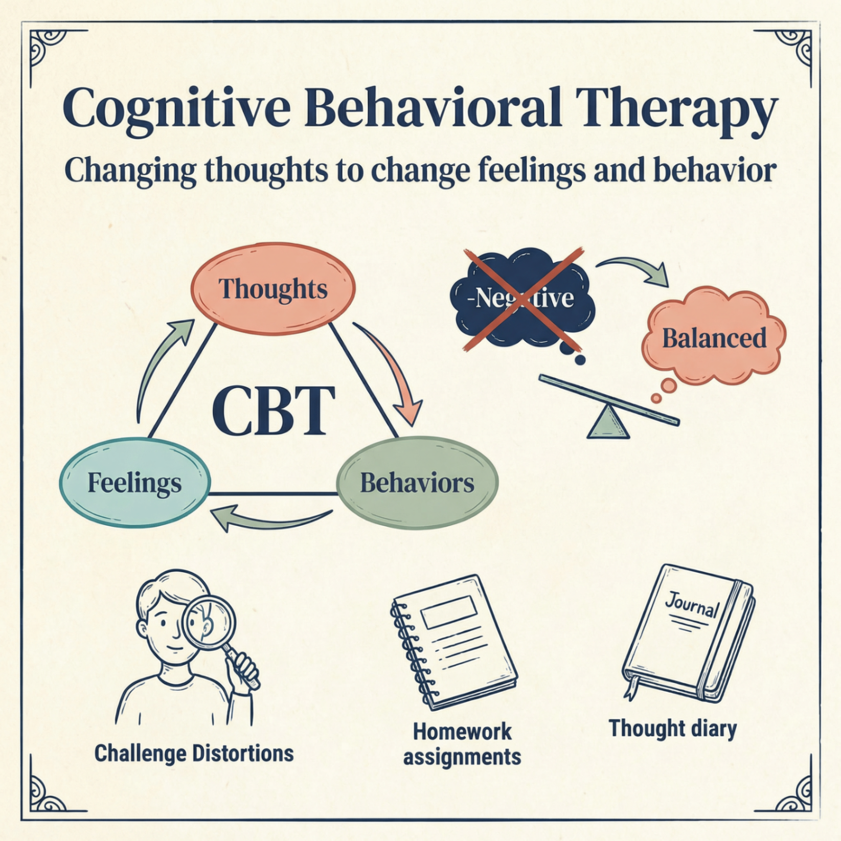 Cognitive Behavioral Therapy flashcard sample.