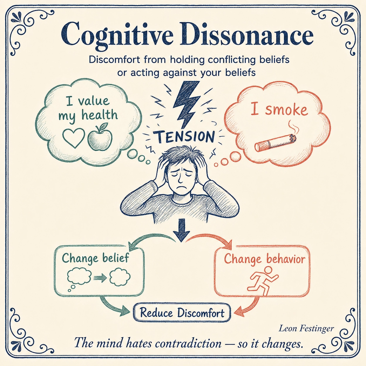 Cognitive Dissonance flashcard sample.
